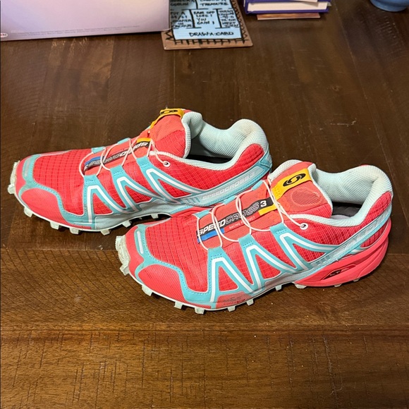 SALOMON Women's Athletic Shoes - Coral and Aqua speed cross 3 size 8 euro 40 - Picture 3 of 8